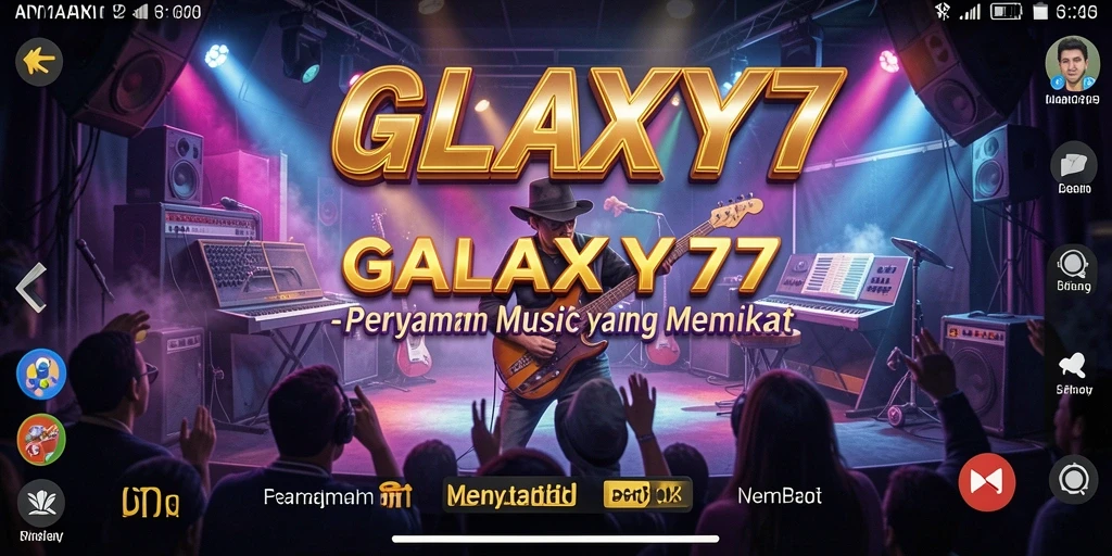 Screenshot GALAXY77 menampilkan gameplay musik yang seru dan interaktif.