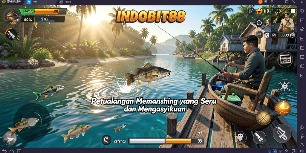 Tampilan gameplay <strong>INDOBIT88</strong> yang menakjubkan saat memancing.
