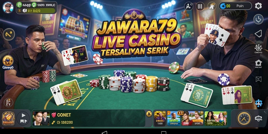 Gameplay Live Casino seru di JAWARA79 dengan dealer langsung.