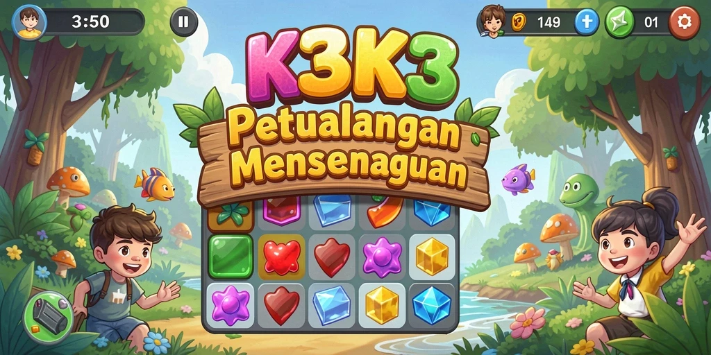 Tampilan menarik dari gameplay <strong>K3K3</strong> yang penuh warna.