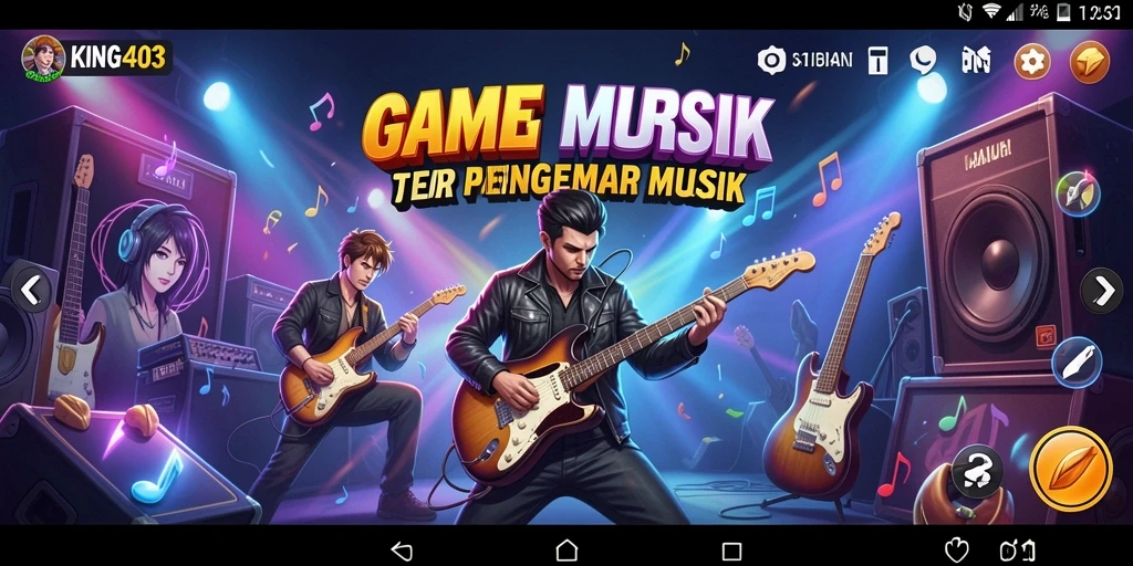 Tampilan gameplay KING403 dengan berbagai instrumen musik yang menarik.