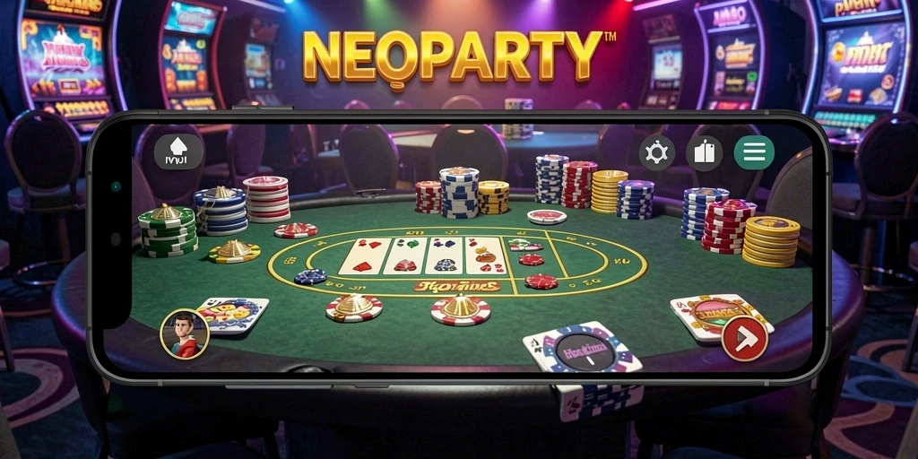 Tampilan menarik dari gameplay NEOPARTY dengan suasana Kasino yang nyata.