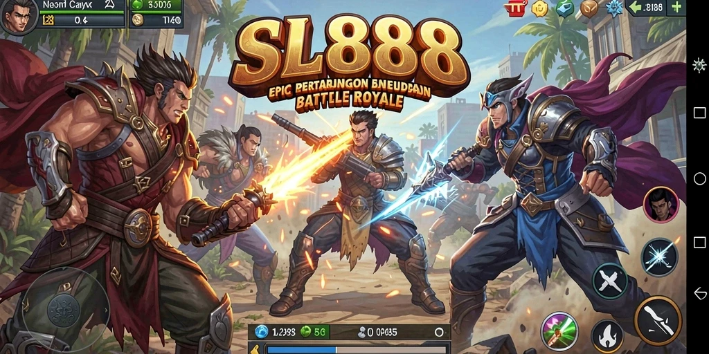 Tangkapan layar SL888 menampilkan aksi mendebarkan di medan perang Battle Royale.
