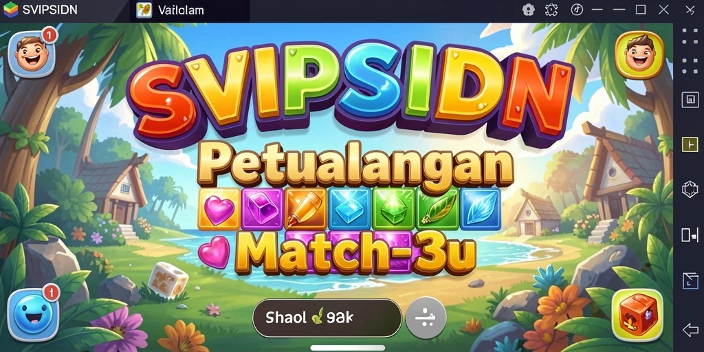 Tampilan gameplay SVIPSIDN dengan elemen warna-warni yang menarik.