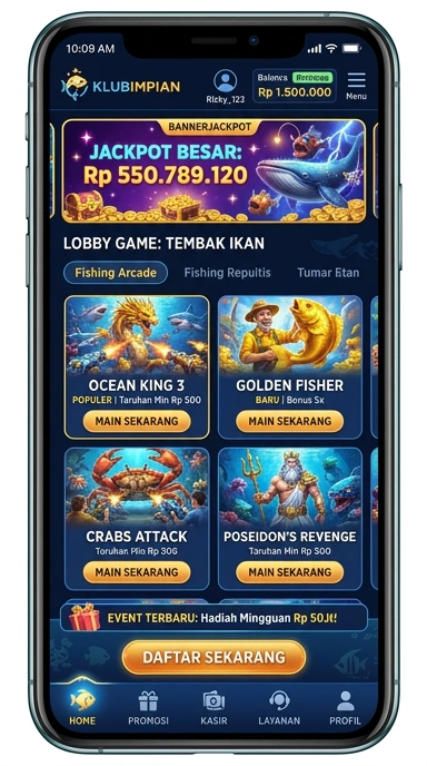 Screenshot aplikasi klubimpian yang menunjukkan antarmuka yang ramah pengguna.